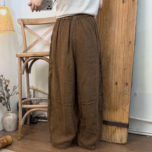 Elastic Waist Summer Linen Barrel Pants