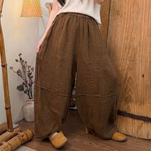 Elastic Waist Summer Linen Barrel Pants