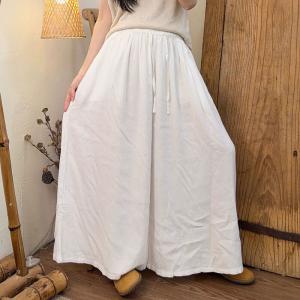 Pop Colors Lyocell Linen Plain Palazzo Pants