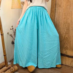 Pop Colors Lyocell Linen Plain Palazzo Pants