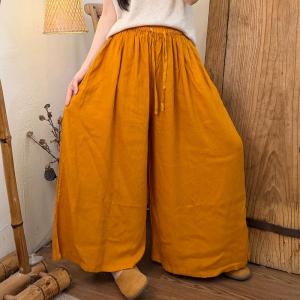 Pop Colors Lyocell Linen Plain Palazzo Pants