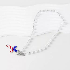 American Flag Patriotic Cross Pendant Necklace for Everyday Wear