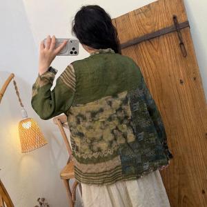 Long Sleeves Organic Ramie Printed Ladies Shirt