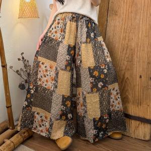 Ethnic Printed Drawstring Waist Wide Leg Pants