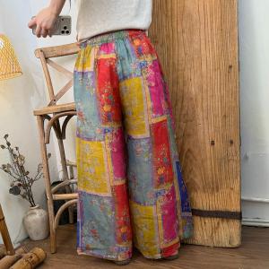 Ethnic Printed Drawstring Waist Wide Leg Pants