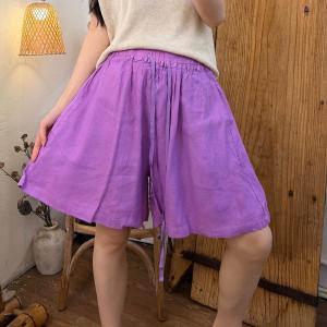 Summer Pop Colored Linen Blend Wide Leg Shorts