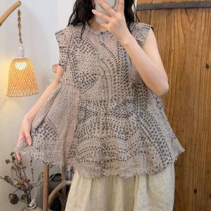 Summer Comfy Ramie Flouncing Floral Vest