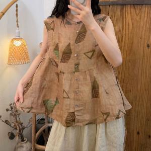 Summer Comfy Ramie Flouncing Floral Vest