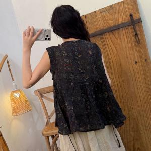 Summer Comfy Ramie Flouncing Floral Vest