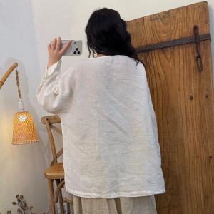 Front Slit Long Sleeves Linen Tunic