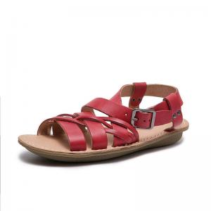 Front Cross Leather Roman Sandals