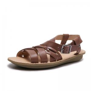 Front Cross Leather Roman Sandals