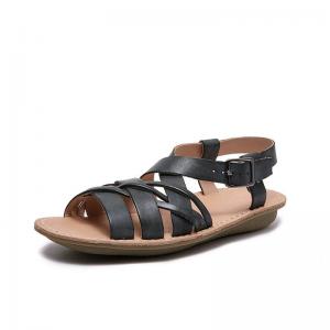 Front Cross Leather Roman Sandals