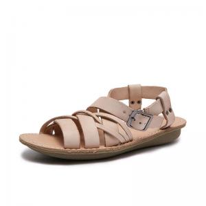 Front Cross Leather Roman Sandals