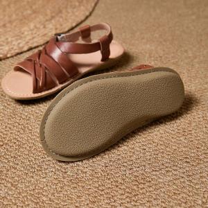 Front Cross Leather Roman Sandals