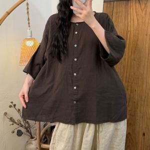 Button Down Loose Cotton Comfy Blouse