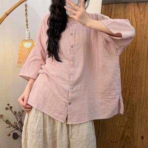 Button Down Loose Cotton Comfy Blouse