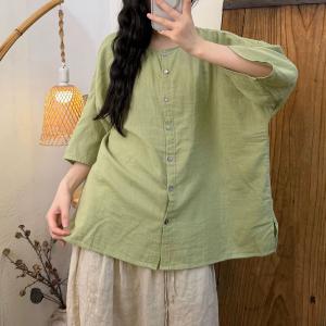 Button Down Loose Cotton Comfy Blouse