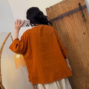Button Down Loose Cotton Comfy Blouse