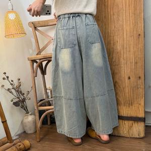 Color Fading High Rise Light Wash Barrel Jeans