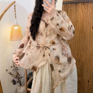 Colorful Printed Asymmetrical Designer Wrap Blouse