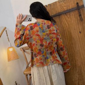 Colorful Printed Asymmetrical Designer Wrap Blouse
