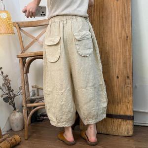 Pastel Tones Linen Loose Ankle Pants