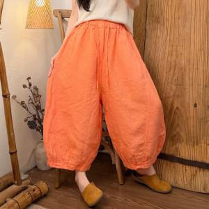 Pastel Tones Linen Loose Ankle Pants