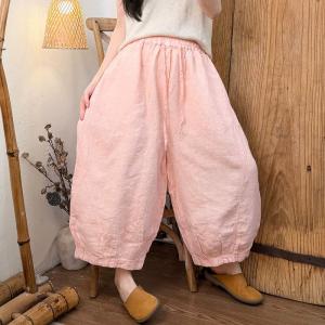 Pastel Tones Linen Loose Ankle Pants