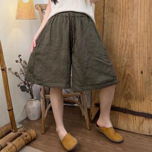 Summer Ramie Embroidery Shorts