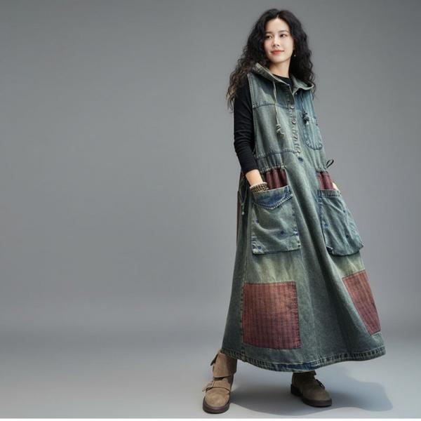 Street 100% Cotton Sleeveless Hooded Bicolor Blue comfy western oversized slouchy lazy day travel resort