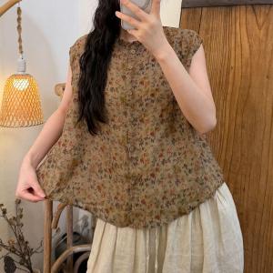 Summer Cozy Printed Ramie Vest