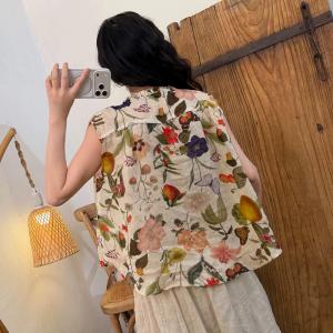 Summer Cozy Printed Ramie Vest