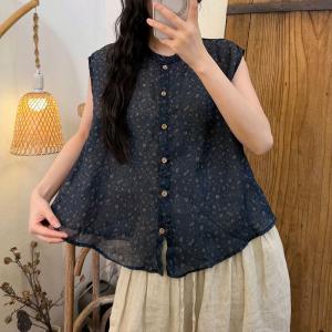 Summer Cozy Printed Ramie Vest