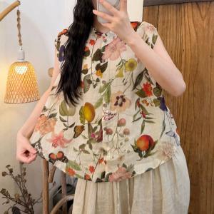 Summer Cozy Printed Ramie Vest