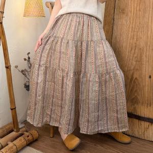 Summer Floral Ramie Tiered Skirt