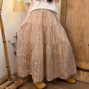 Summer Floral Ramie Tiered Skirt