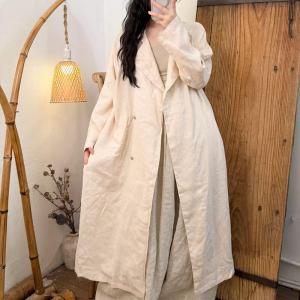 Business Chic Organic Linen Belted Trench Coat