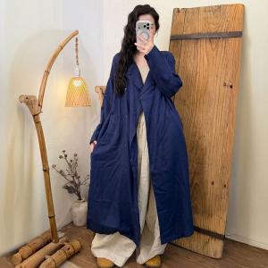 Business Chic Organic Linen Belted Trench Coat