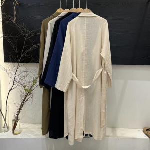 Business Chic Organic Linen Belted Trench Coat