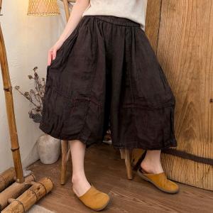Summer Baggy Linen Midi Fringed Pants