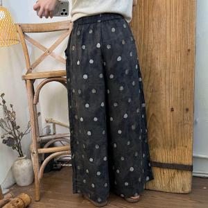 Baggy-Fit White Polka Dot Tencel Pants