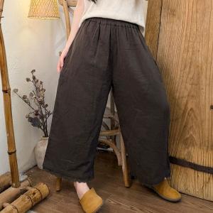 Lace Hem Cotton Casual Pants Fro Women