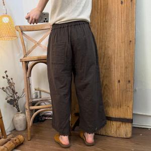 Lace Hem Cotton Casual Pants Fro Women