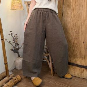 Elastic Waist Loose Linen Pants
