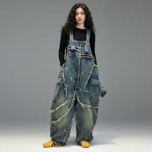 Street Chic Fringed Designer Jean Overalls