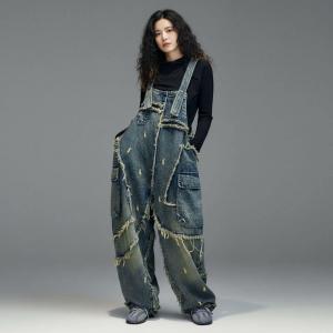 Street Chic Fringed Designer Jean Overalls
