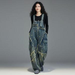 Street Chic Fringed Designer Jean Overalls