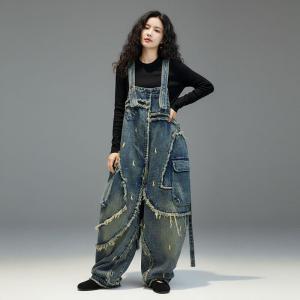 Street Chic Fringed Designer Jean Overalls