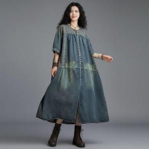 Original Design Patchwork Jean Dress Coat